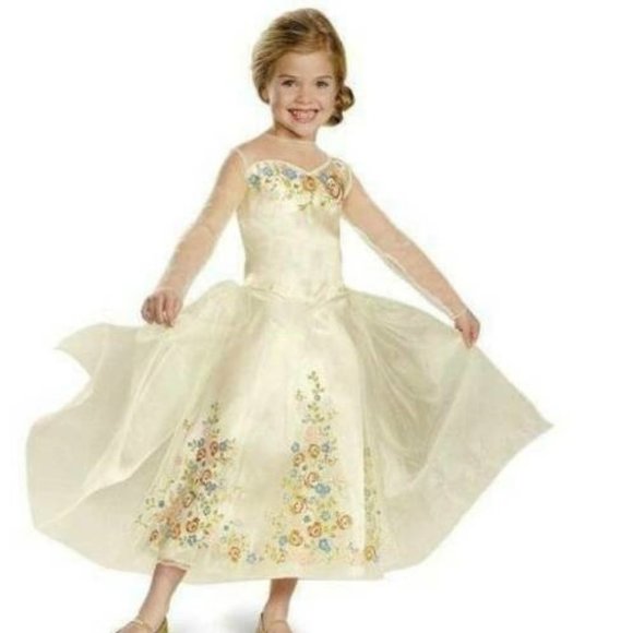 Toddler Disney Cinderella 3T/4T Halloween Costume Gold Dress & Tiara Princess - Picture 2 of 9
